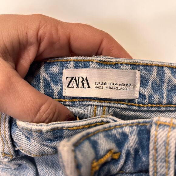 Zara Blue Classic Mom Fit High Rise Straight Jeans Size 4 - Picture 4 of 10